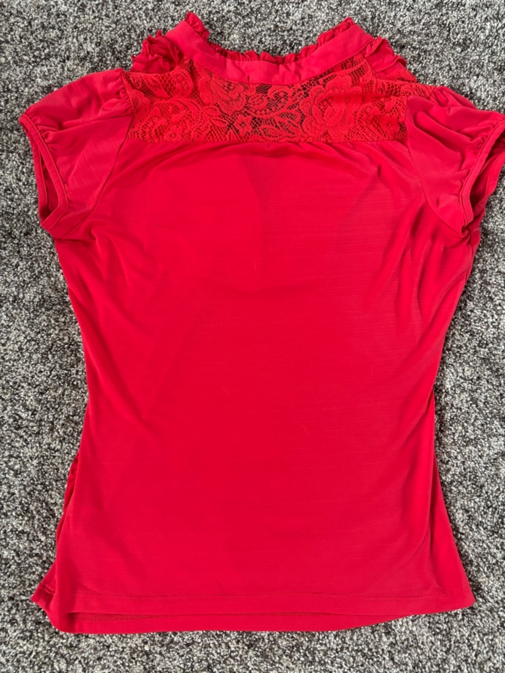 HeartSoul Red Ruffle V-Neck Lace-Back Blouse - Picture 4 of 4